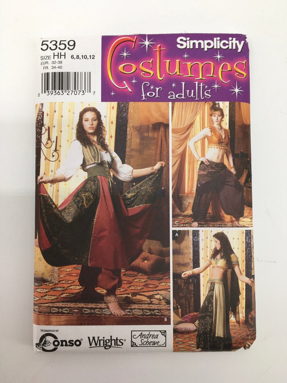 Simplicity Sewing Pattern 5359 Gypsy Belly Dancer Ren Faire Costume 6-12 UNCUT